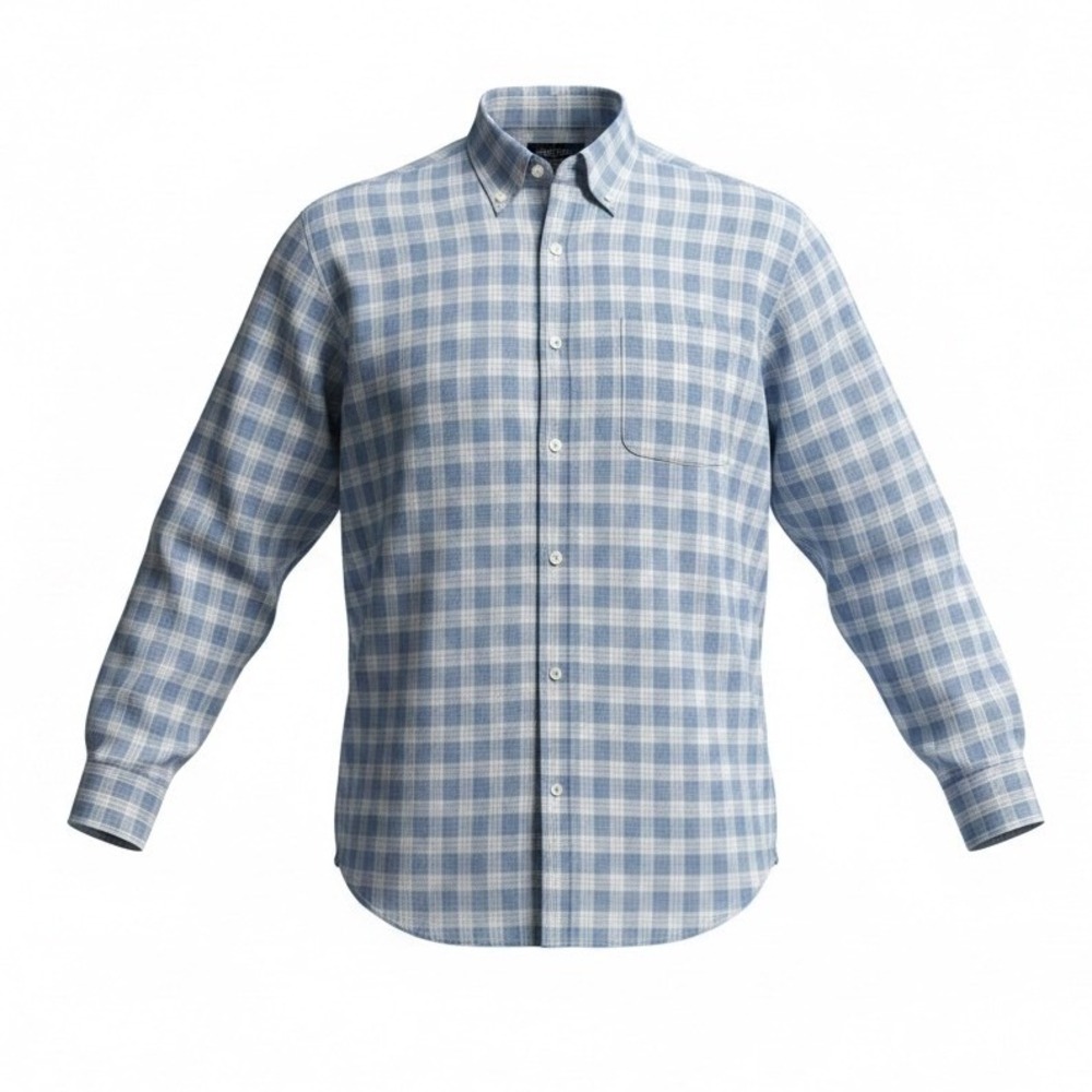 Brooks Brothers Men Blue Lavender Plaid USA Supima Cotton Non-Iron Shirt Large